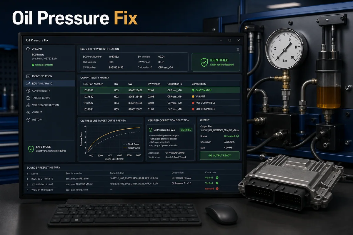 TuningSuite Oil Pressure Fix — workflow visual