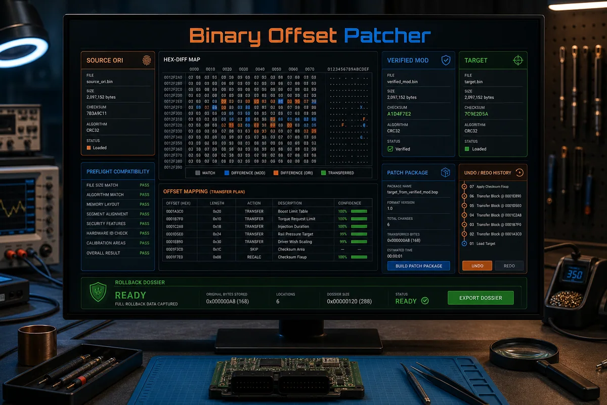 TuningSuite Binary Offset Patcher — workflow visual