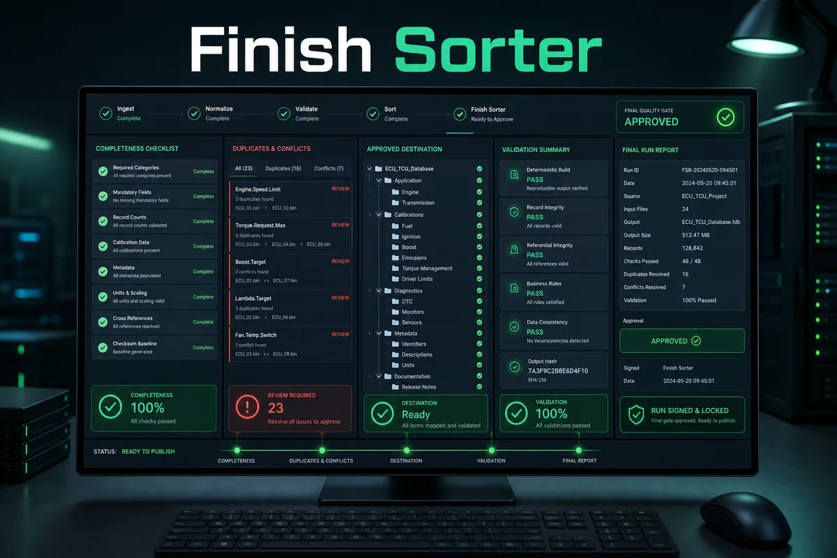 TuningSuite Finish Sorter
